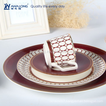 Awalong 4 pcs bone china dinner set with royal design ceramic tableware set